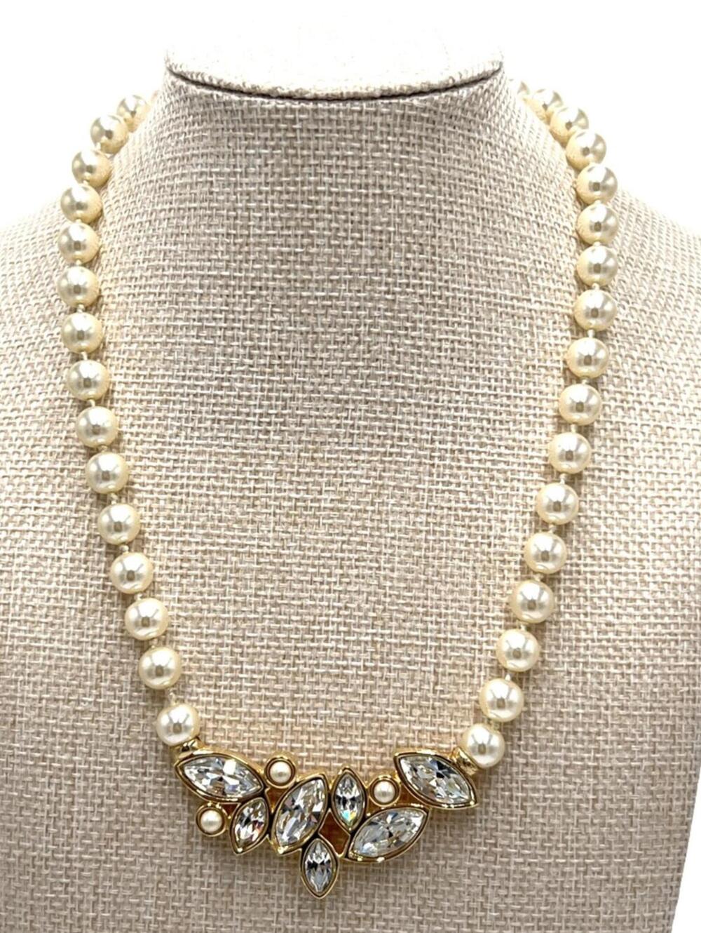 Swarovski Marquise Crystal & Faux Pearl Abstract Necklace